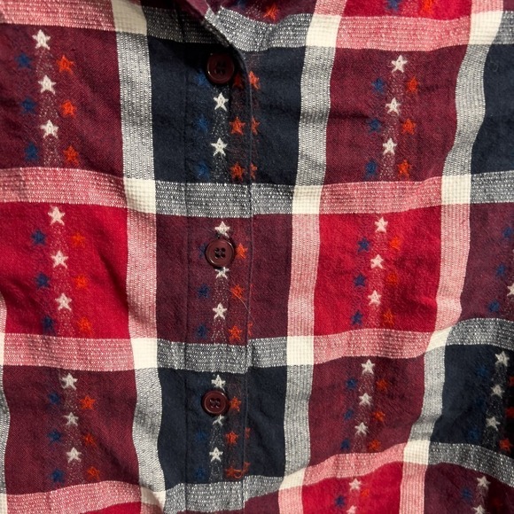 Shaver Lake Star America Button Down SHort Sleeve Shirt 2X Red White Blue - Picture 3 of 5